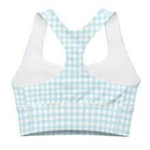 Load image into Gallery viewer, Blue Gingham Longline sports bra