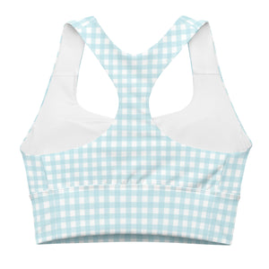 Blue Gingham Longline sports bra