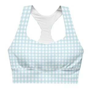 Blue Gingham Longline sports bra