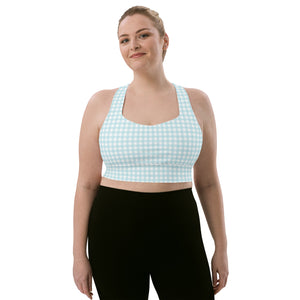 Blue Gingham Longline sports bra