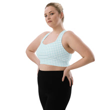 Load image into Gallery viewer, Blue Gingham Longline sports bra