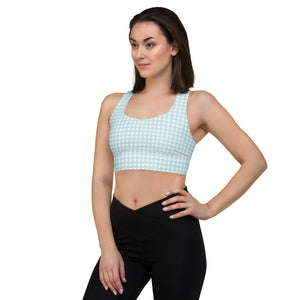 Blue Gingham Longline sports bra