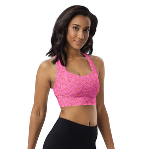 Pink longline sports bra for yoga