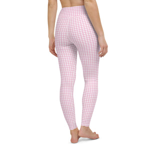 Pink Gingham High Waisted Yoga Leggings