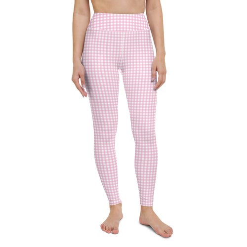 Pink Gingham High Waisted Yoga Leggings