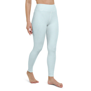 Blue Gingham High Waisted Leggings