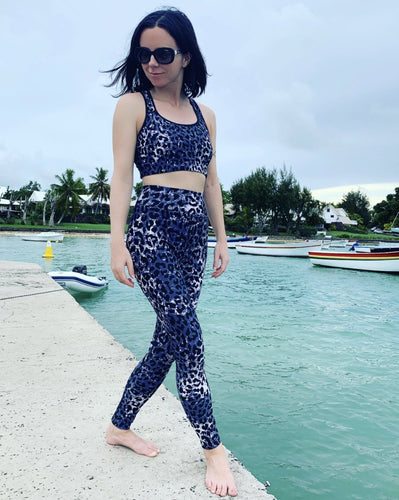 Dark Leopard Print High Waisted Yoga Leggings