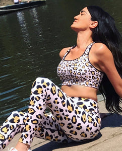 Pink leopard print leggings for women