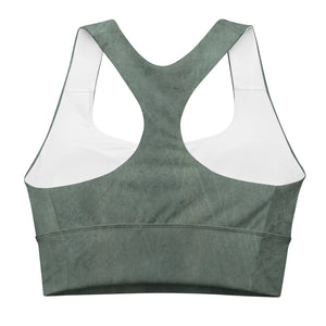 Green marble longline sports bra