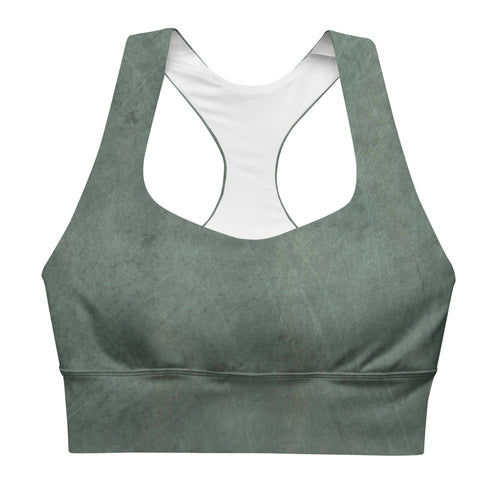 Green marble longline sports bra