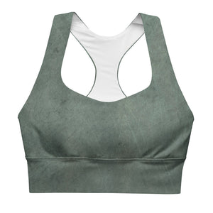 Green marble longline sports bra