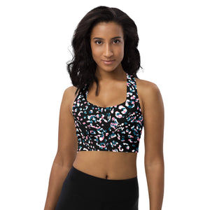 Black leopard print sports bra