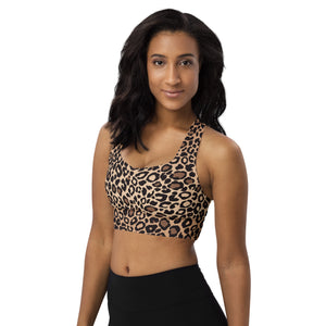 Leopard print longline sports bra