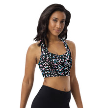 Load image into Gallery viewer, Black leopard print sports bra