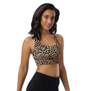 Leopard print longline sports bra