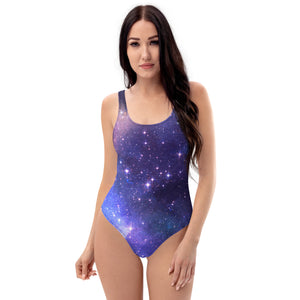 Blue one piece swimsuit