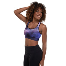 Load image into Gallery viewer, The universe loves you purple sports bra