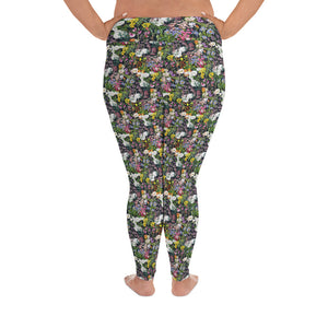 Floral plus size yoga leggings for women
