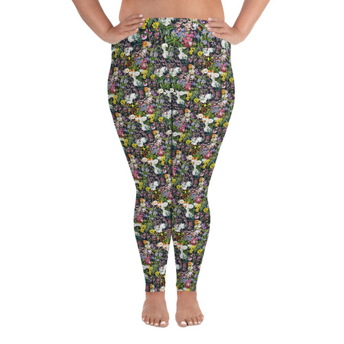 Floral plus size yoga leggings for women
