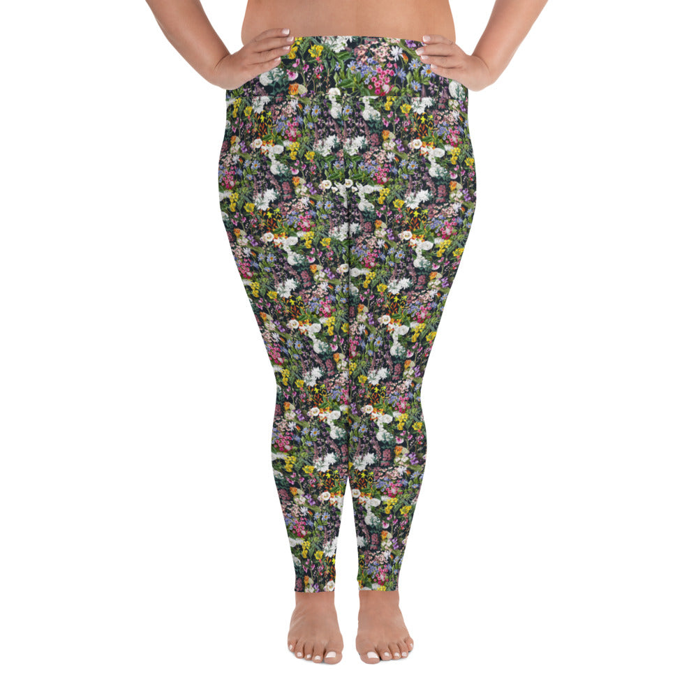 Floral plus size yoga leggings for women