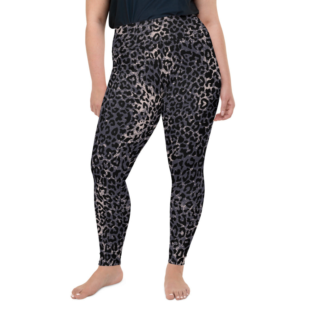 Leopard print plus size leggings for women