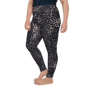 Leopard print plus size leggings for women
