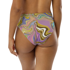 Marble printed high waisted bikini bottom