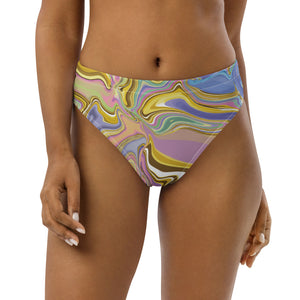 Marble recycled high waisted bikini bottom