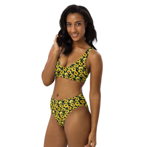 Sunflower print recycled high waisted bikini