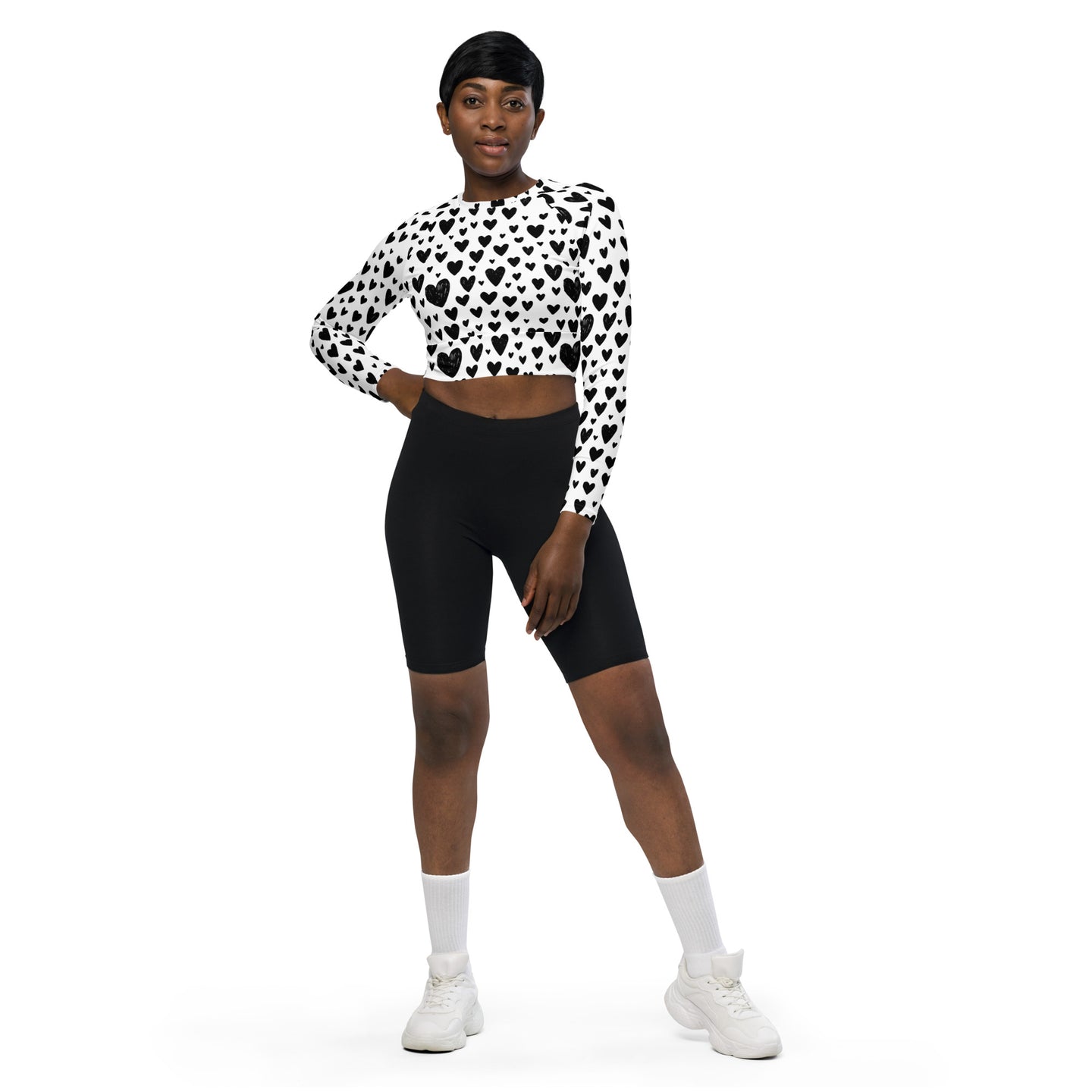 Hearts Recycled long-sleeve crop top