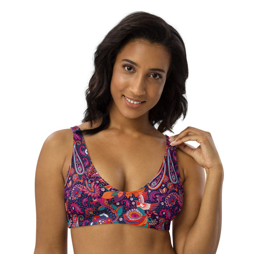 Pink Paisley Recycled Padded Bikini Top