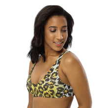 Load image into Gallery viewer, Gold Leopard Print Recycled Padded Bikini Top