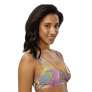 Marble recycled padded bikini top