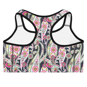 Lula Activewear Black Paisley Sports Bra