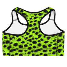 Load image into Gallery viewer, Lula Activewear Neon Green Leopard Sports Bra