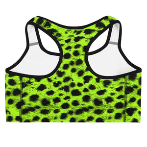 Lula Activewear Neon Green Leopard Sports Bra