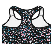 Load image into Gallery viewer, Black leapord print sports bra