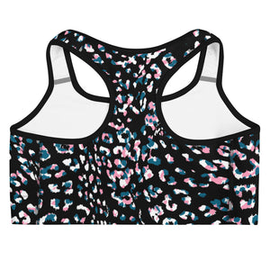 Black leapord print sports bra