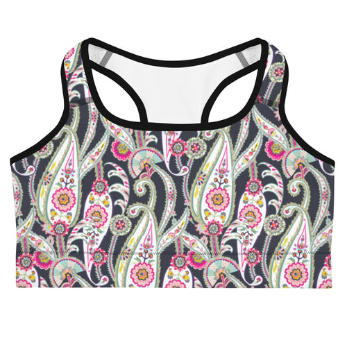 Lula Activewear Black Paisley Sports Bra