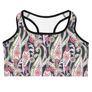 Lula Activewear Black Paisley Sports Bra