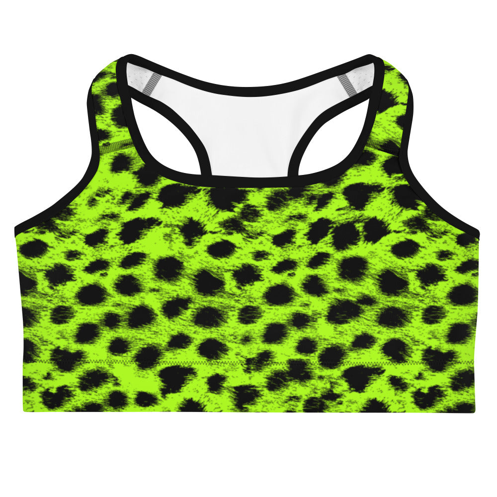 Lula Activewear Neon Green Leopard Sports Bra