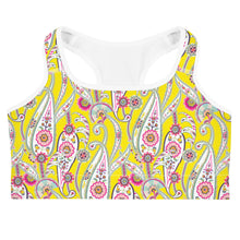 Load image into Gallery viewer, Yellow Paisley Sports Bra