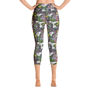 Floral cropped yoga leggings for women