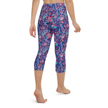 Load image into Gallery viewer, Blue Paisley High Waisted Capri Leggings