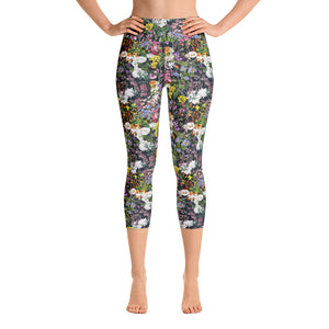 Floral cropped yoga leggings for women