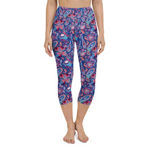 Load image into Gallery viewer, Lula Activewear Blue Paisley High Waisted Capri Leggings