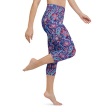 Load image into Gallery viewer, Lula Activewear Blue Paisley High Waisted Capri Leggings