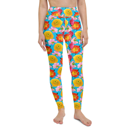 Lula Activewear Royal Floral High Waisted Yoga Leggings