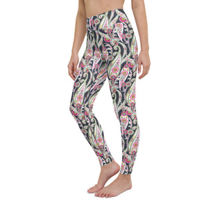 Lula Activewear Black Paisley High Waisted Yoga Leggings