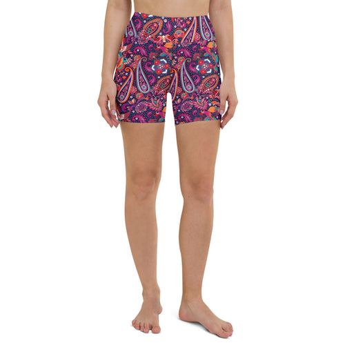 Lula Activewear Pink Paisley Yoga Shorts